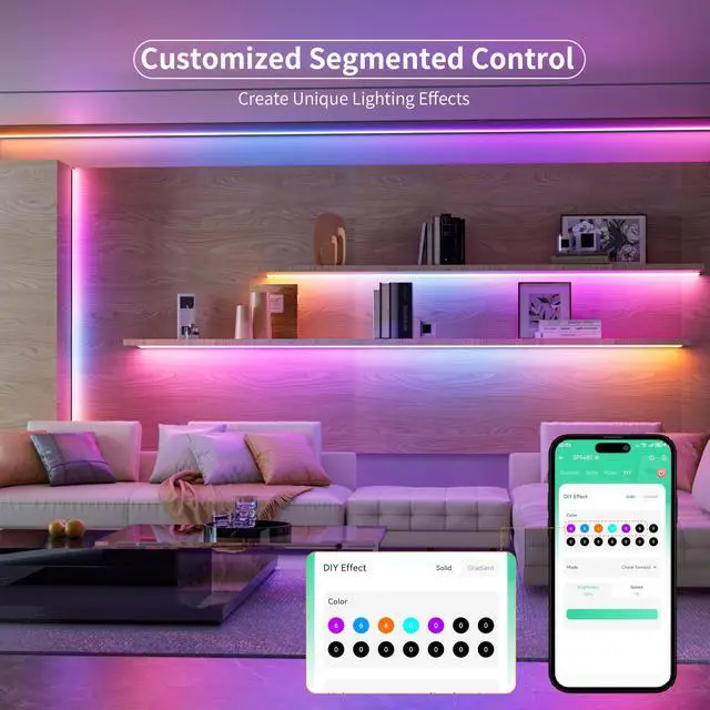Alt view image 2 of 7 - RGB Smart IC COB LED Strip Light,32.8ft Color Chasing Flexible LED Tape Light,WS2811 Addressable RGB Strip with APP Control/Music Mode,Work with Alexa/Google,for Home DIY Lighting Projects