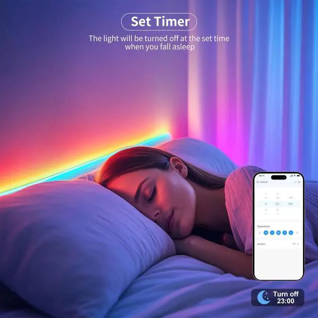 Alt view image 4 of 7 - RGB Smart IC COB LED Strip Light,32.8ft Color Chasing Flexible LED Tape Light,WS2811 Addressable RGB Strip with APP Control/Music Mode,Work with Alexa/Google,for Home DIY Lighting Projects