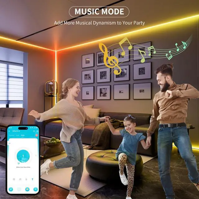 Alt view image 7 of 7 - RGB Smart IC COB LED Strip Light,32.8ft Color Chasing Flexible LED Tape Light,WS2811 Addressable RGB Strip with APP Control/Music Mode,Work with Alexa/Google,for Home DIY Lighting Projects