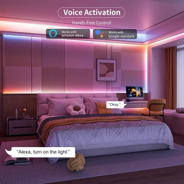 Alt view image 5 of 7 - RGB Smart IC COB LED Strip Light,32.8ft Color Chasing Flexible LED Tape Light,WS2811 Addressable RGB Strip with APP Control/Music Mode,Work with Alexa/Google,for Home DIY Lighting Projects