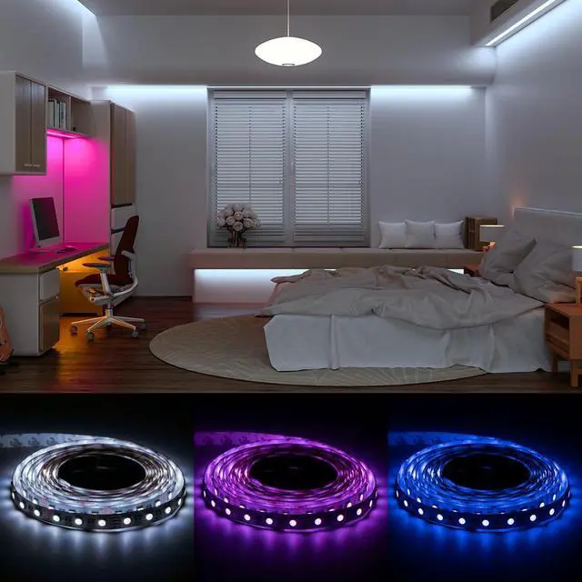 Alt view image 6 of 7 - RGBW LED Strip Lights,UL Listed,5050 4 Colors in 1 RGB + 6000K-7000K Cool White,12V DC,16.4ft/5m 60LEDs/m 12mm Black PCB, IP30 for Home Decoration(No Adapter or Controller)