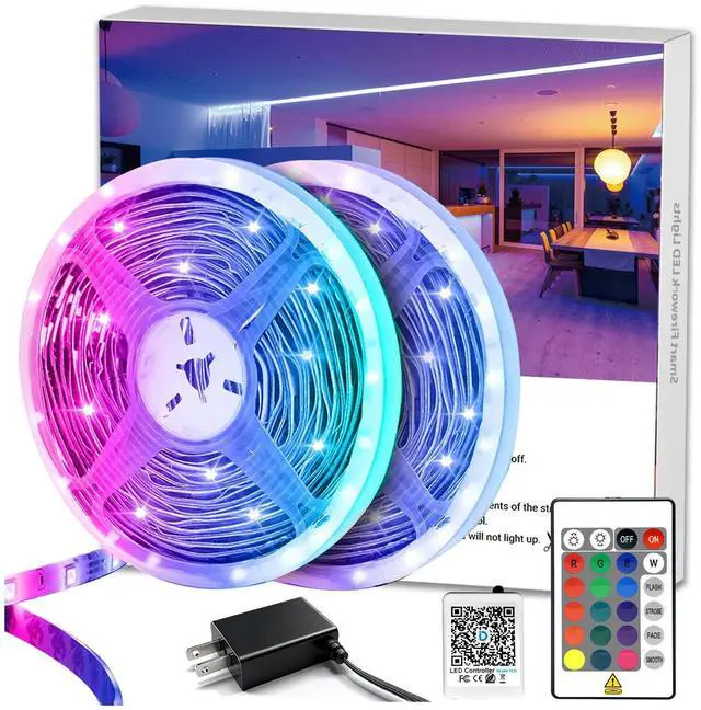 Main image of LED Lights 65.6ft, 5050 RGB Led Strip Lights Flexible Color Changing Remote Control Led Light Strips, 2 Rolls of 32.8ft Led Lights for Bedroom, Living Room, Party Home Decor