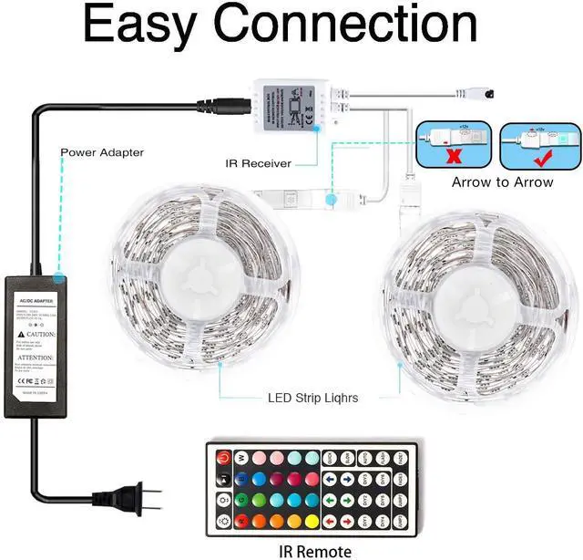 Alt view image 2 of 5 - LED Lights 65.6ft, 5050 RGB Led Strip Lights Flexible Color Changing Remote Control Led Light Strips, 2 Rolls of 32.8ft Led Lights for Bedroom, Living Room, Party Home Decor