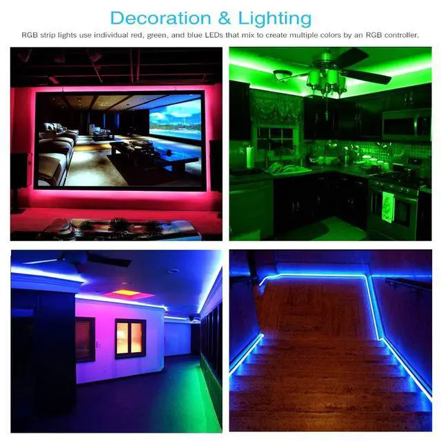 Alt view image 5 of 5 - LED Lights 65.6ft, 5050 RGB Led Strip Lights Flexible Color Changing Remote Control Led Light Strips, 2 Rolls of 32.8ft Led Lights for Bedroom, Living Room, Party Home Decor