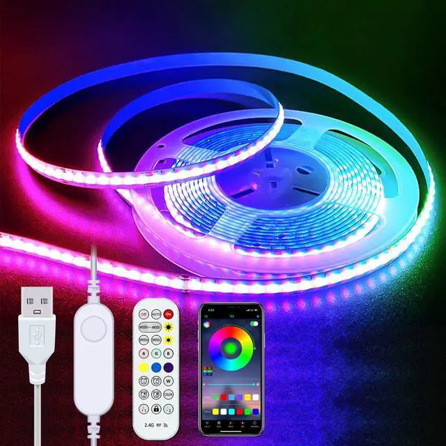 Main image of Short RGB COB LED Strip Lights 1152 LEDs 5V USB (6.56FT/2M)