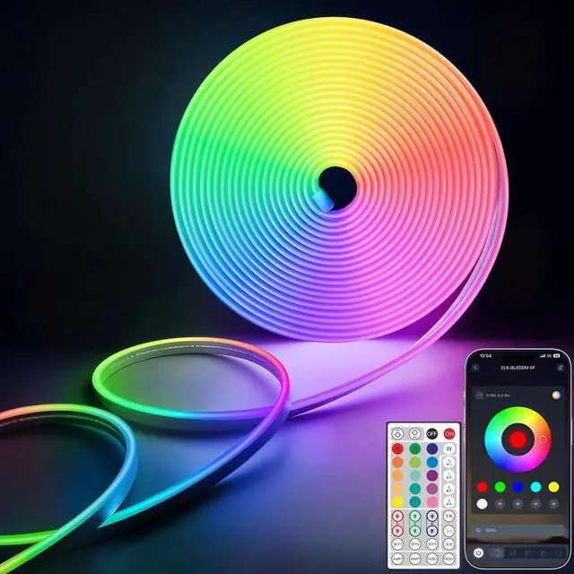Main image of LED Strip Lights RGB 16.4Ft, Neon Rope Lights with App Remote Control, Music Sync, Indoor IP65, Waterproof, Flexible DIY Lights Design for Bedroom, Living, Gaming Room, Party Decor