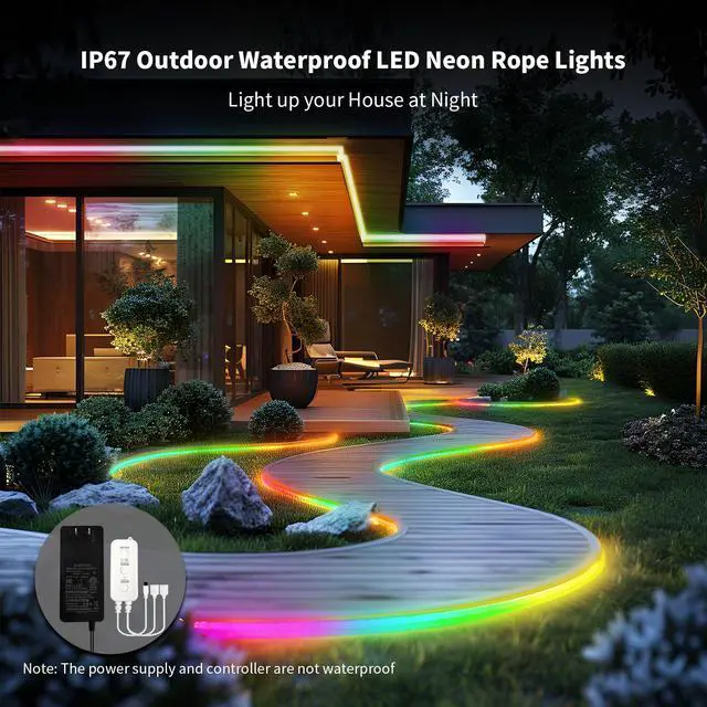 Alt view image 2 of 7 - 52FT LED Neon RGB+IC Lights IP65 Waterproof Outdoor Lights 2 Rolls