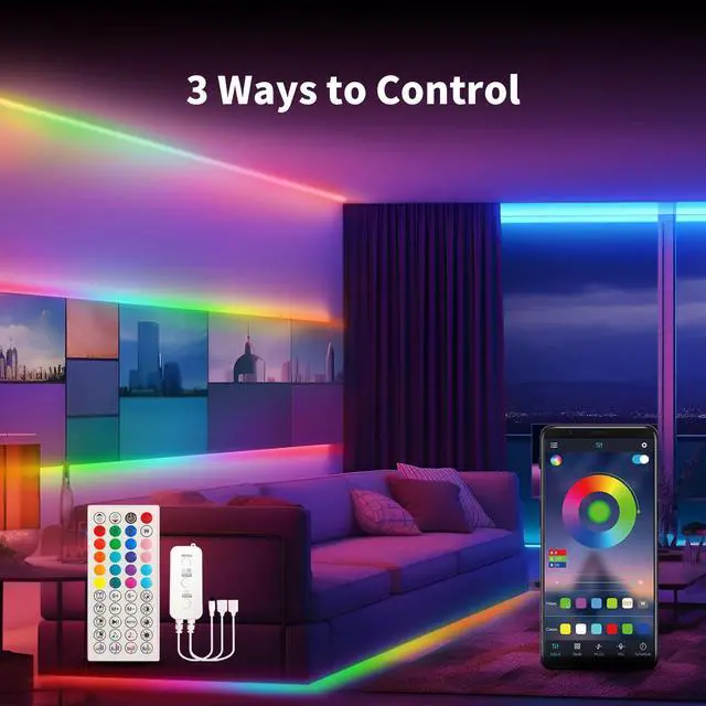 Alt view image 3 of 7 - 52FT LED Neon RGB+IC Lights IP65 Waterproof Outdoor Lights 2 Rolls