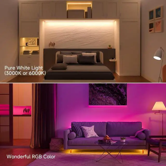 Alt view image 7 of 7 - UL Listed RGBW LED Strip Lights,5050 4 Colors in 1 RGB + 2700K-3000K Warm White,24V DC,16.4ft/5m 60LEDs/m 12mm Black PCB, IP65 Waterproof for Home Decoration(No Adapter or Controller)