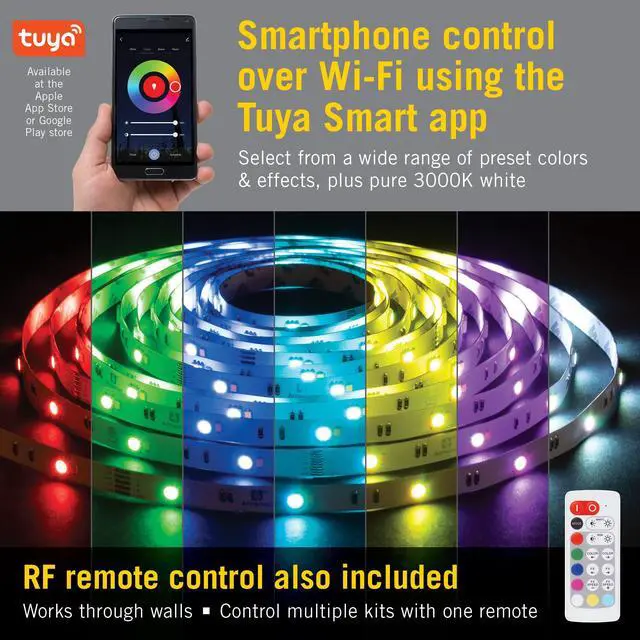 Alt view image 2 of 7 - 423500 RibbonFlex Home 16ft. RGB+W Smart LED Tape Light Kit, Multi-Color and White