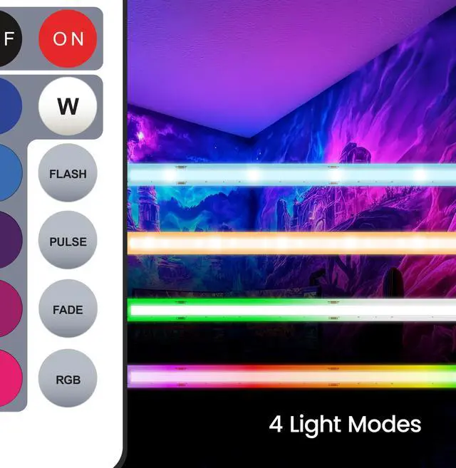 Alt view image 4 of 7 - LED Tape Light COB TAPE240/COB/RGB - Color Changing, Remote, Thin 10mm - 20 ft,
