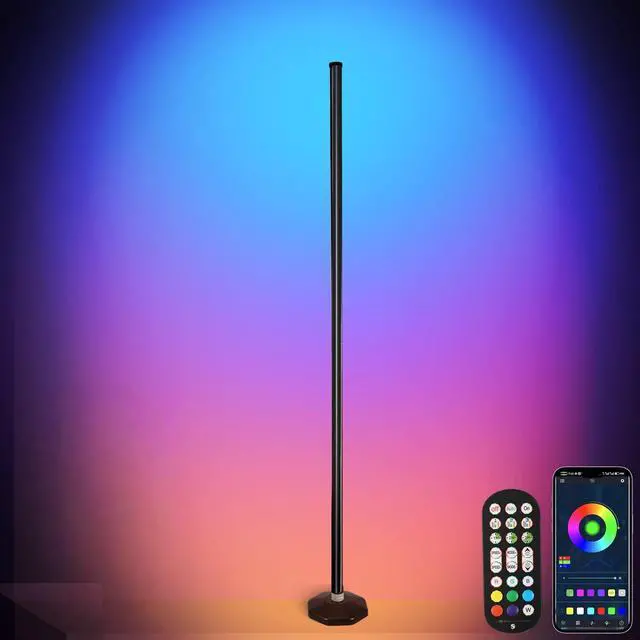 Main image of LED RGB Corner Lamp - Smart RGB LED Corner Floor Lamp Adjustable Height with 16 Millon RGBWIC Color Changing Lights 300+ Scene,Music Sync&Timer,Ambient Lighting for Living Room,Bedroom,Game Room