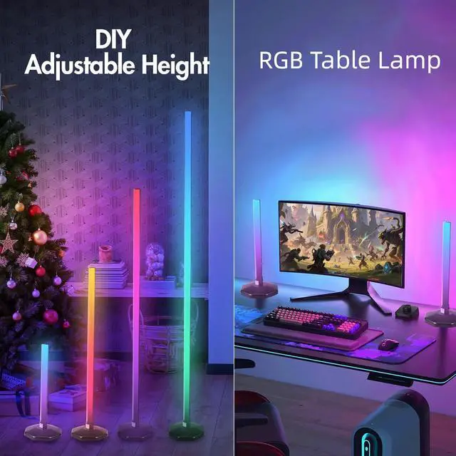 Alt view image 2 of 7 - LED RGB Corner Lamp - Smart RGB LED Corner Floor Lamp Adjustable Height with 16 Millon RGBWIC Color Changing Lights 300+ Scene,Music Sync&Timer,Ambient Lighting for Living Room,Bedroom,Game Room
