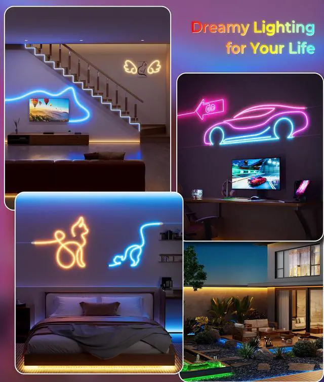 Alt view image 6 of 7 - Neon Rope Lights Led 65FT - RGB Led Strip Control with App/Remote
