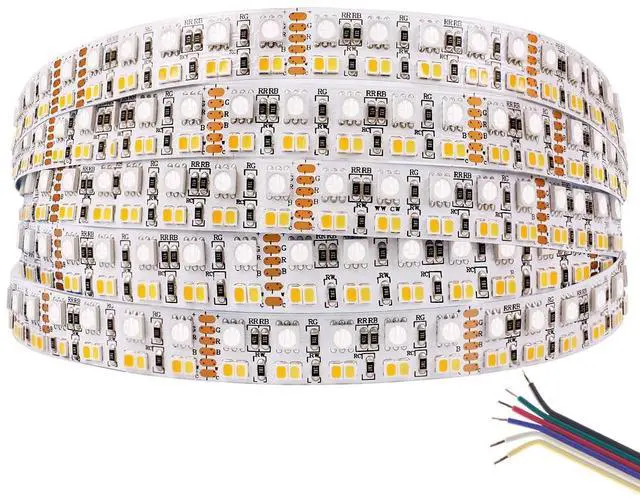 Main image of Brightest RGB+CCT Flexible led Strip Lights 270LEDs/Meter 5050 RGB + 2835 Warm White Daylight White Double Row Super Bright RGBWW Non-Waterproof Flexible LED Tape Light(DC24V 5meter/16.4ft)