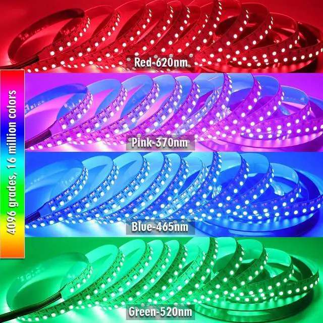 Alt view image 3 of 7 - Brightest RGB+CCT Flexible led Strip Lights 270LEDs/Meter 5050 RGB + 2835 Warm White Daylight White Double Row Super Bright RGBWW Non-Waterproof Flexible LED Tape Light(DC24V 5meter/16.4ft)
