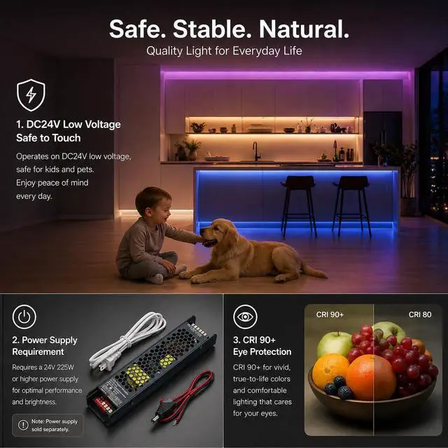 Alt view image 7 of 7 - Brightest RGB+CCT Flexible led Strip Lights 270LEDs/Meter 5050 RGB + 2835 Warm White Daylight White Double Row Super Bright RGBWW Non-Waterproof Flexible LED Tape Light(DC24V 5meter/16.4ft)