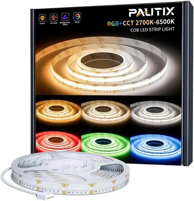 Main image of COB LED Strip Light,RGB+WW/CW 24ft/7.5m,RGB+CCT Tunable Color Temperature 2700K-6500K,UL Listed DC24V Color Changing Tape Lights for DIY Decoration(Power Supply & Controller Not Included)