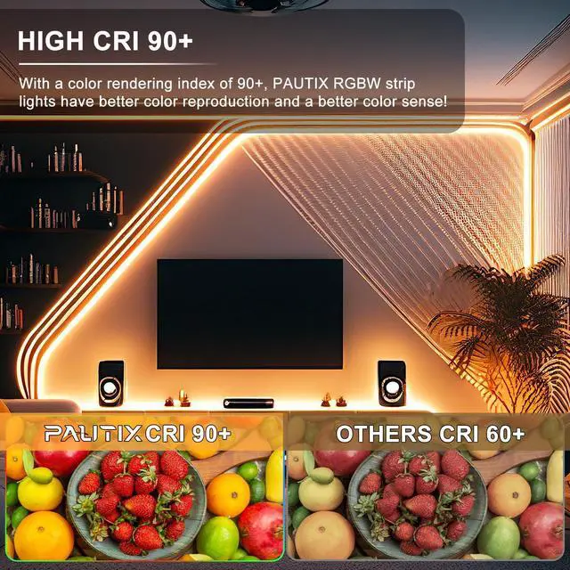 Alt view image 6 of 7 - COB LED Strip Light,RGB+WW/CW 24ft/7.5m,RGB+CCT Tunable Color Temperature 2700K-6500K,UL Listed DC24V Color Changing Tape Lights for DIY Decoration(Power Supply & Controller Not Included)