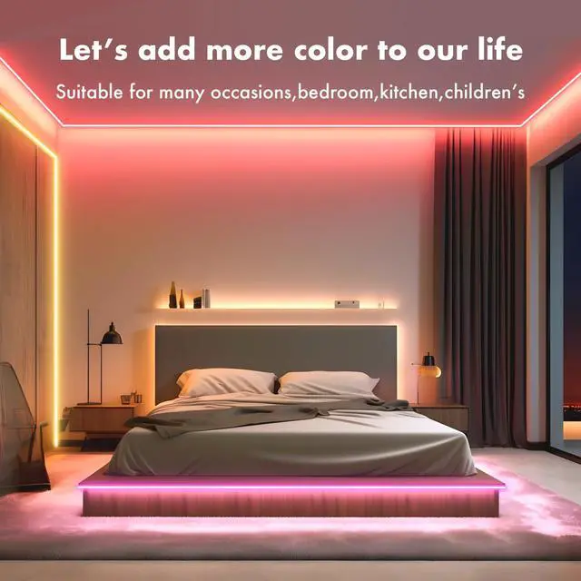 Alt view image 5 of 7 - LED neon Lights,50FT RGB Neon Rope Lights,with Remote Control/APP Control,Music Sync,Timer Function,IP67 Waterproof Flexible Neon Strip Lights,for Bedroom Gaming Outdoors Decor