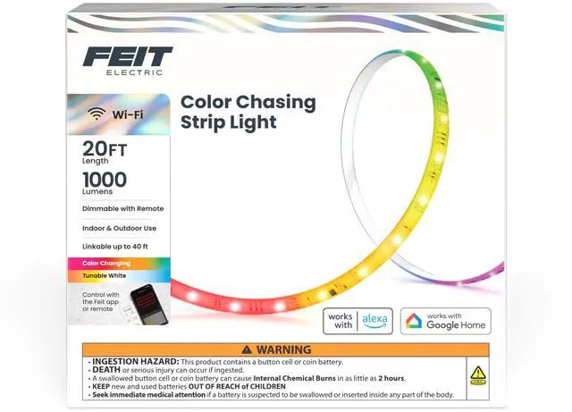 Main image of 20FT Smart LED Strip Light, Chasing RGB + Tunable White, App & Remote Control, Alexa & Google Home Compatible, Linkable & Cuttable Tape Light, TAPE20/CHASE/AG