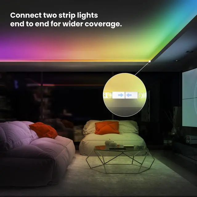 Alt view image 4 of 7 - 20FT Smart LED Strip Light, Chasing RGB + Tunable White, App & Remote Control, Alexa & Google Home Compatible, Linkable & Cuttable Tape Light, TAPE20/CHASE/AG