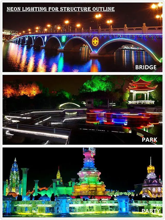 Alt view image 7 of 7 - NEON LED Light, AC 110-120V RGB LED Neon Light Strip, 60 LEDs/M, Flexible/Waterproof/Multi-Colors/Multi-Modes 5050SMD LED Rope Light with Remote for Decoration (32.8ft/10m)