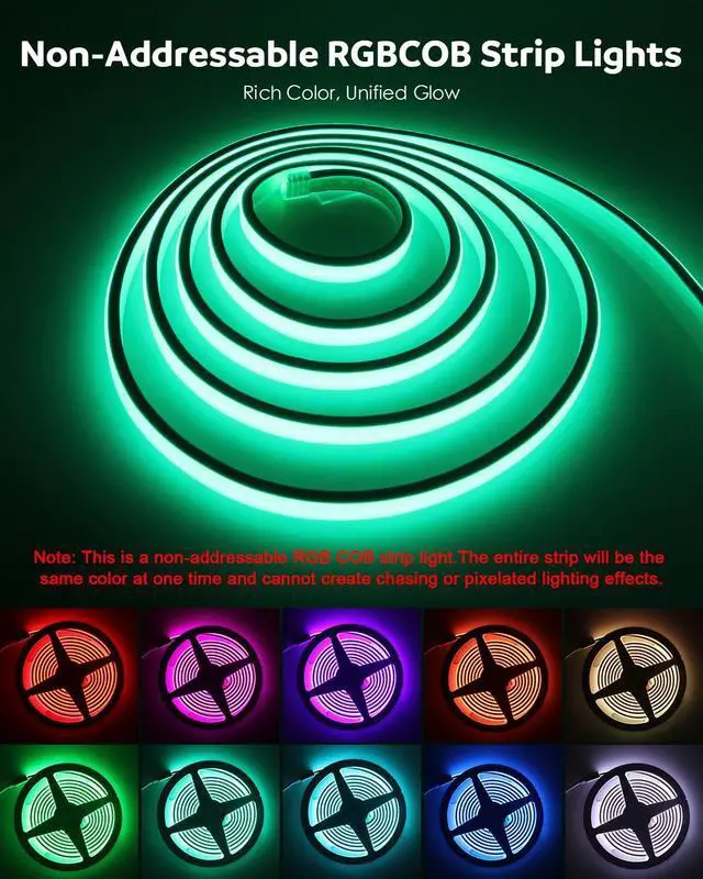 Alt view image 2 of 7 - RGB COB Neon Rope Light 120V 10FT Outdoor LED Strip Light 420LEDs/M