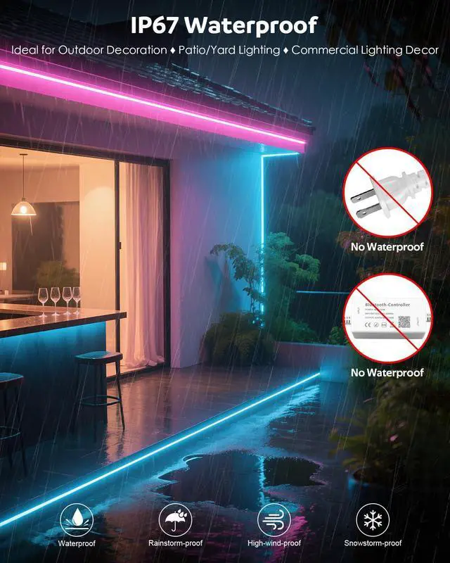 Alt view image 3 of 7 - RGB COB Neon Rope Light 120V 10FT Outdoor LED Strip Light 420LEDs/M
