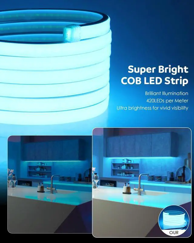 Alt view image 6 of 7 - RGB COB Neon Rope Light 120V 10FT Outdoor LED Strip Light 420LEDs/M