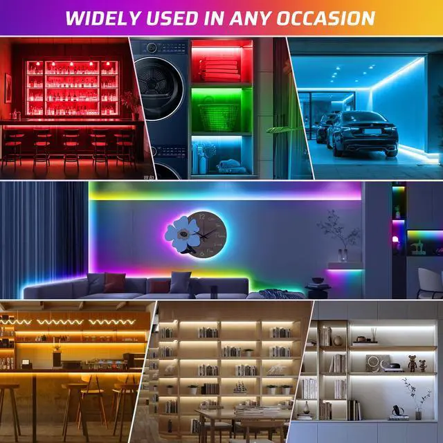 Alt view image 7 of 7 - 50Ft RGBWW+IC LED Strip Lights with Remote & APP,Multi-Colored+3000K-6500K
