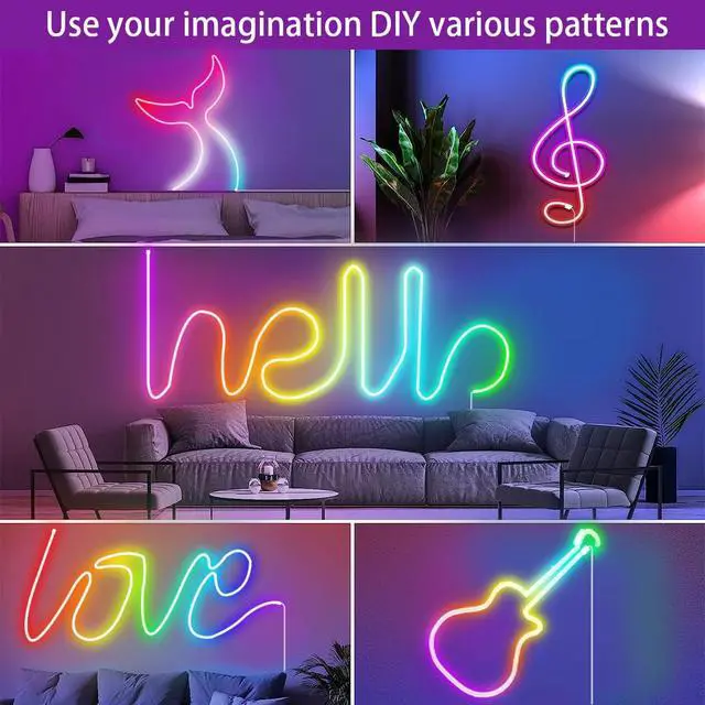 Alt view image 2 of 7 - 9.8FT USB LED Neon Rope Light,Smart RGB IC Led Strip Lights for Bedroom,Music Sync LED Neon Light Strip,APP and 24Keys Wireless Remote,DIY Ideas,Gaming Room,Home Decorations,Christmas Gift