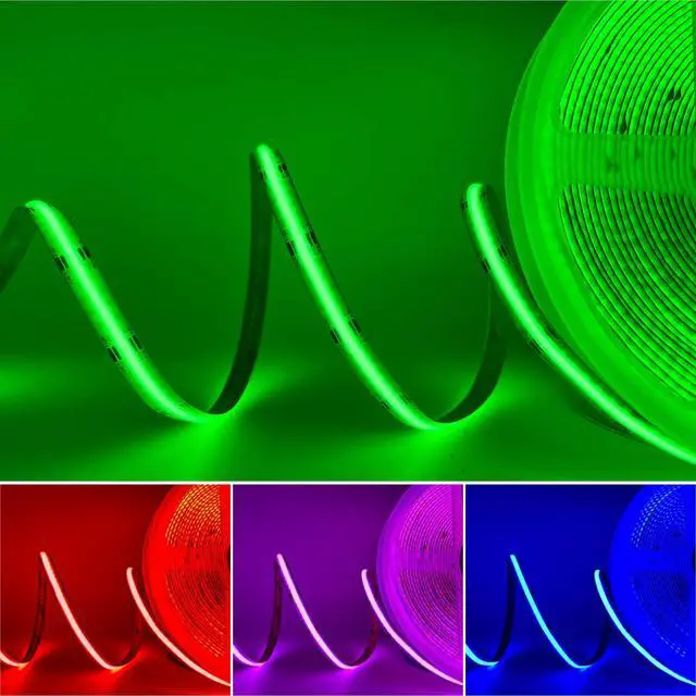 Alt view image 6 of 7 - 32.8ft COB LED Strip Light 24V Kit,Color Changing COB RGB LED Strip Light Dimmable,Flexible LED COB Light Strip with IR Remote &Bluetooth APP Control,FCOB LED Light for Bedroom Decoration