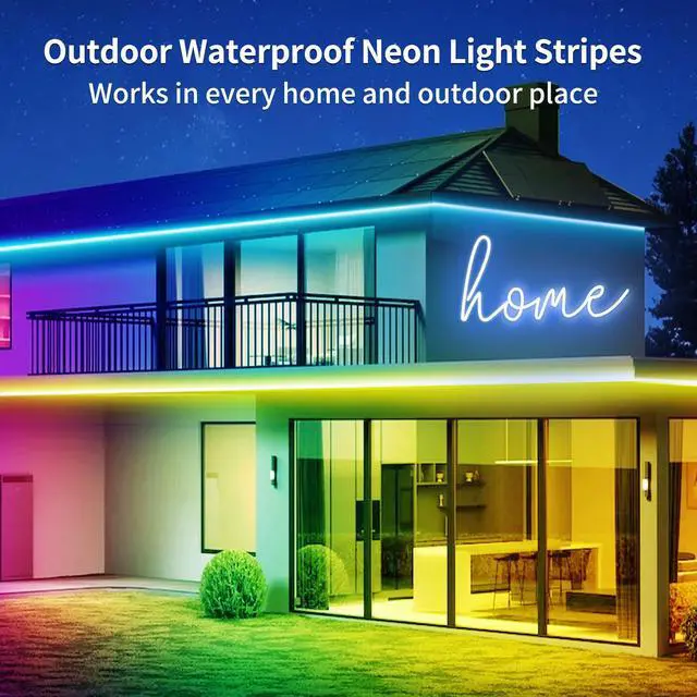 Alt view image 5 of 7 - 66FT Neon LED Rope Lights IP65 Waterproof LED Lights for Bedroom Flexible LED Light Strip with Remote/APP Control RGB Lighting Strip for Indoors Outdoors Bedroom Room Home Décor