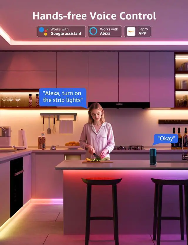 Alt view image 5 of 7 - S2 AI Smart LED Strip Lights 16.4FT RGB+CCT WiFi Bluetooth for Room