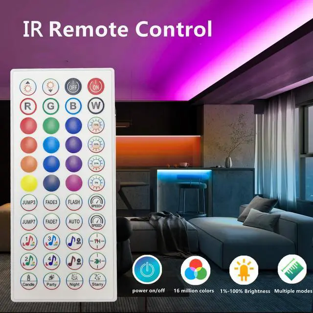 Alt view image 4 of 7 - 32.8ft COB LED Strip Light 24V Kit,Color Changing COB RGB LED Strip Light Dimmable,Flexible LED COB Light Strip with IR Remote &Bluetooth APP Control,FCOB LED Light for Bedroom Decoration