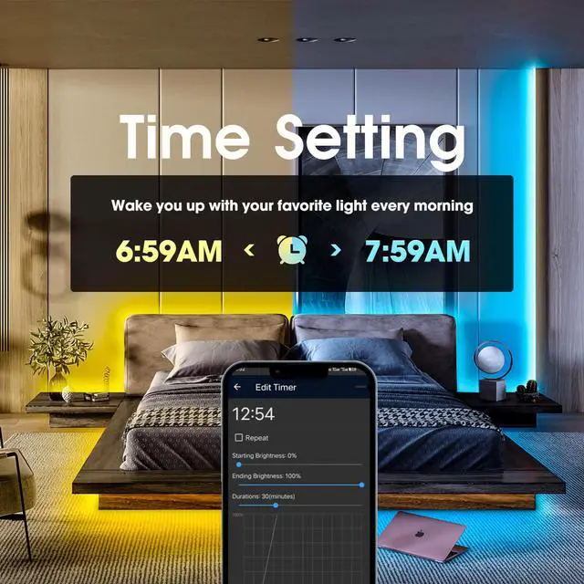 Alt view image 3 of 7 - 32.8ft COB LED Strip Light 24V Kit,Color Changing COB RGB LED Strip Light Dimmable,Flexible LED COB Light Strip with IR Remote &Bluetooth APP Control,FCOB LED Light for Bedroom Decoration