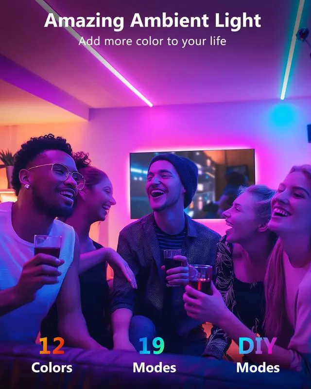 Alt view image 3 of 7 - LED Strip Lights 3 Pcs 1.64FT RGB Small LED Light Strips Kit Dimmable RGB 5050 Color Changing Tape Lights TV Backlight Display Case Lights Shelves Lighting with RF Remote & UL-Listed Adapter