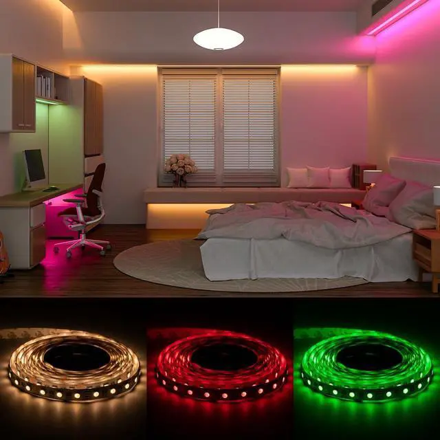 Alt view image 6 of 7 - RGBW LED Strip Lights,UL Listed,5050 4 Colors in 1 RGB + 2700K-3000K Warm White,12V DC,16.4ft/5m 60LEDs/m 12mm White PCB, IP30 for Home Decoration(No Adapter or Controller)