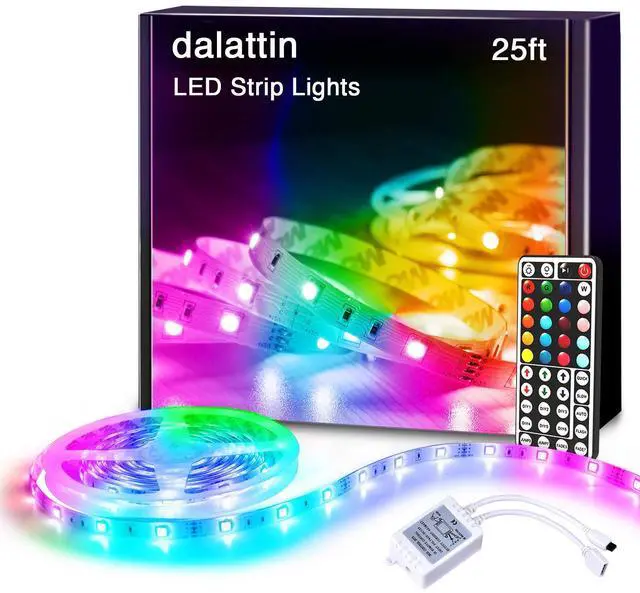 Main image of Led Lights for Bedroom 25ft RGB 5050 Led Strip Lights Color Changing Kit with 44 Keys Remote Controller and 12V Power Supply Led Light Strips Indoor Decoration,Easter Decor