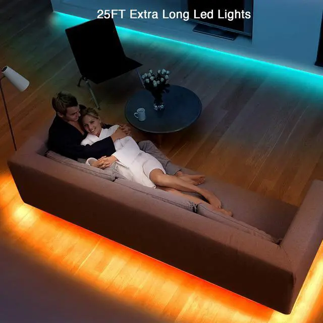 Alt view image 7 of 7 - Led Lights for Bedroom 25ft RGB 5050 Led Strip Lights Color Changing Kit with 44 Keys Remote Controller and 12V Power Supply Led Light Strips Indoor Decoration,Easter Decor