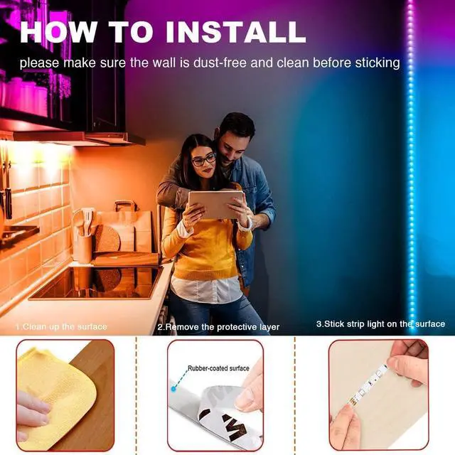 Alt view image 5 of 7 - 100FT LED Strip Lights RGB Color Changing for Bedroom