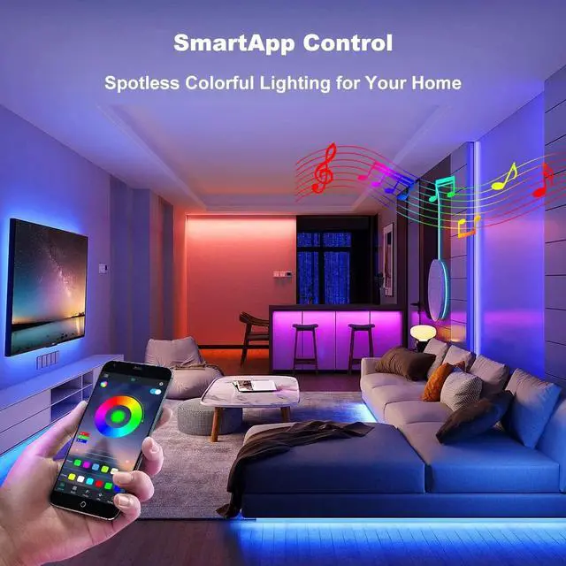 Alt view image 4 of 7 - 100FT LED Strip Lights RGB Color Changing for Bedroom