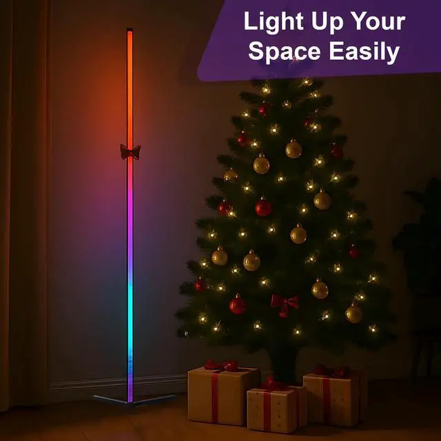 Alt view image 5 of 7 - 2 Pack Corner Floor Lamp 57'' Tall RGB Lamp Modern Mood Lighting with 88 LEDs, Bluetooth App Control, and Sturdy Base for Effortless Setup