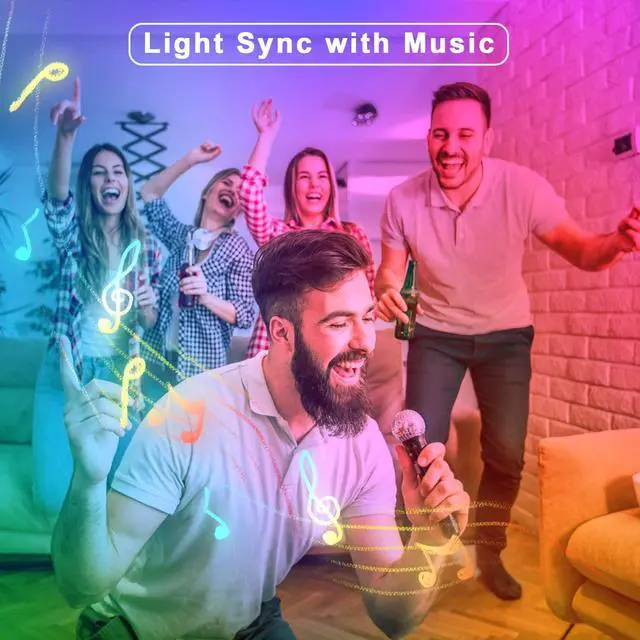Alt view image 3 of 7 - RGBWW Bluetooth LED Strip Lights, 16.4FT Tunable White 3000K to 6500K+RGB Led Light Strips, Music Sync Color Changing Indoor LED Rope Lights with App and Remote for Cabinet, Bedroom, TV