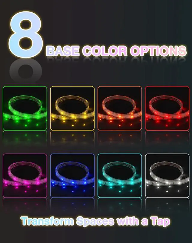 Alt view image 3 of 7 - 120V RGB LED Strip Light Remote Control, Cold Resistant IP65 Waterproof Outdoor Strip Lighting Color Changing, Connectable Lite Multicolor Lighting Strip 7x13mm, 32 FT 300 LEDs ETL Listed