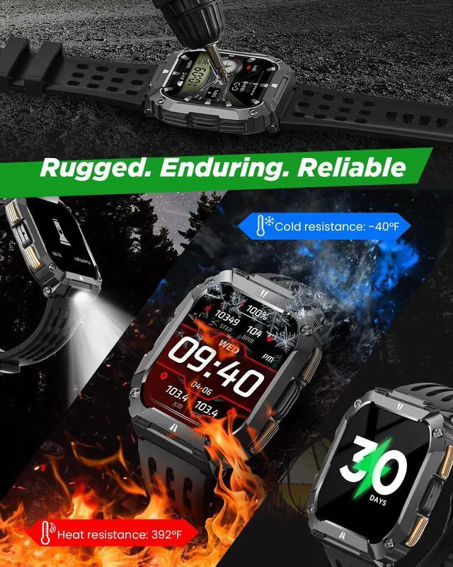 Alt view image 2 of 7 - 1.95'' Smart Watches for Men(Flashlight&100 Days Battery Life)