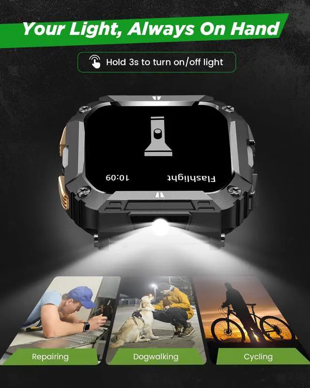 Alt view image 5 of 7 - 1.95'' Smart Watches for Men(Flashlight&100 Days Battery Life)