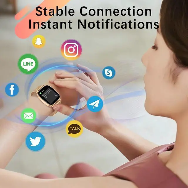 Alt view image 4 of 7 - Smart Watch for Women, Answer/Make Call,1.85'' Ultra-Clear Screen Fitness Tracker with Heart Rate/Sleep/SpO2 Monitor,Smartwatch for iPhone/Samsung/Android,120+ Sport Modes,IP68 Waterproof with 2 Bands