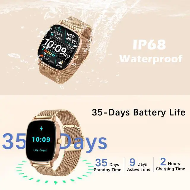 Alt view image 7 of 7 - Smart Watch for Women, Answer/Make Call,1.85'' Ultra-Clear Screen Fitness Tracker with Heart Rate/Sleep/SpO2 Monitor,Smartwatch for iPhone/Samsung/Android,120+ Sport Modes,IP68 Waterproof with 2 Bands